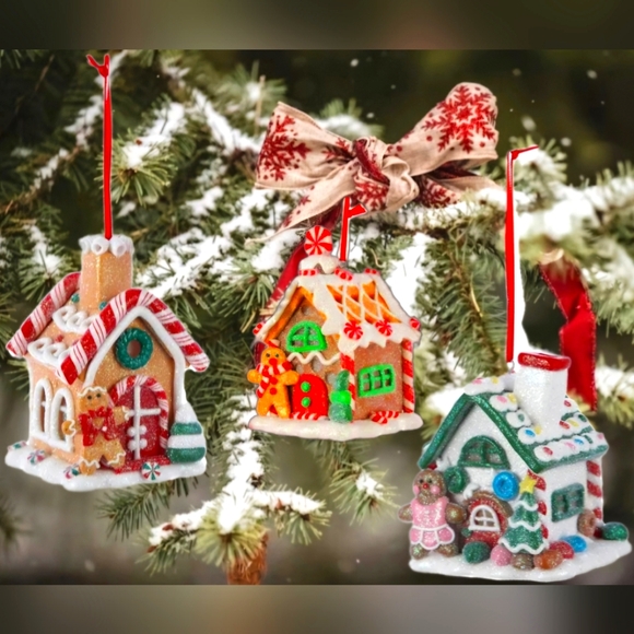 Kurt Adler LED Gingerbread House Ornaments,  Set Of 3 - Picture 1 of 5